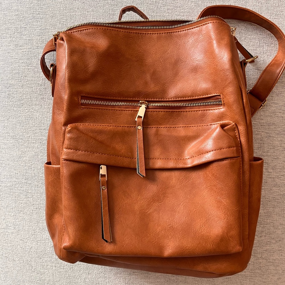 Faux leather backpack